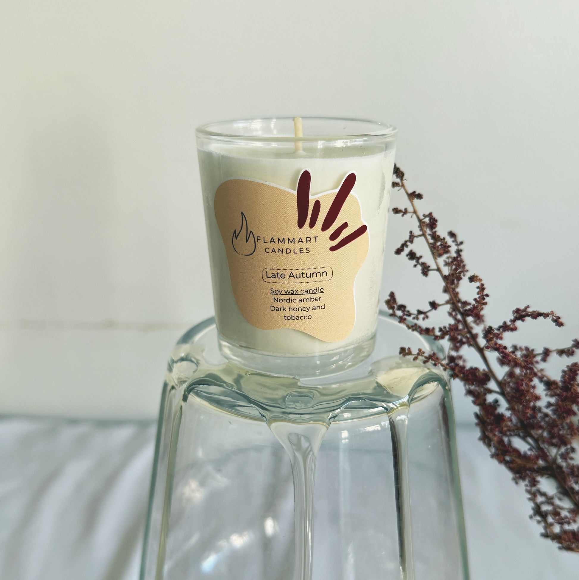 Early/Late Autumn candle duo box by Flammart — handcrafted seasonal double-aroma soy candles inspired by autumn transitions.